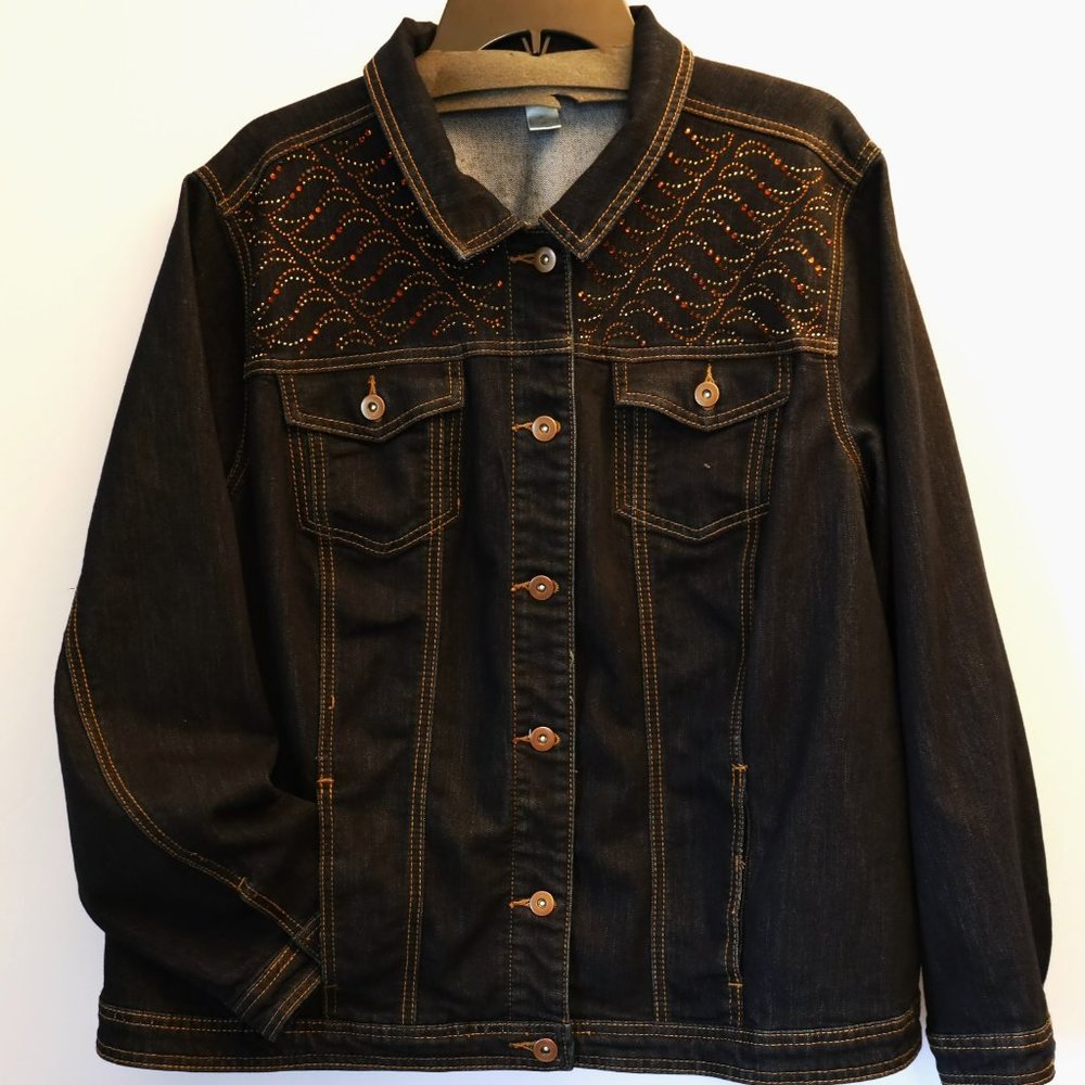 CJ Banks Denim Embellished Jacket #781